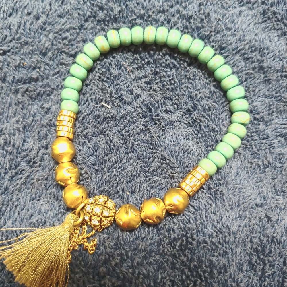 Silpada goldtone with aqua stone